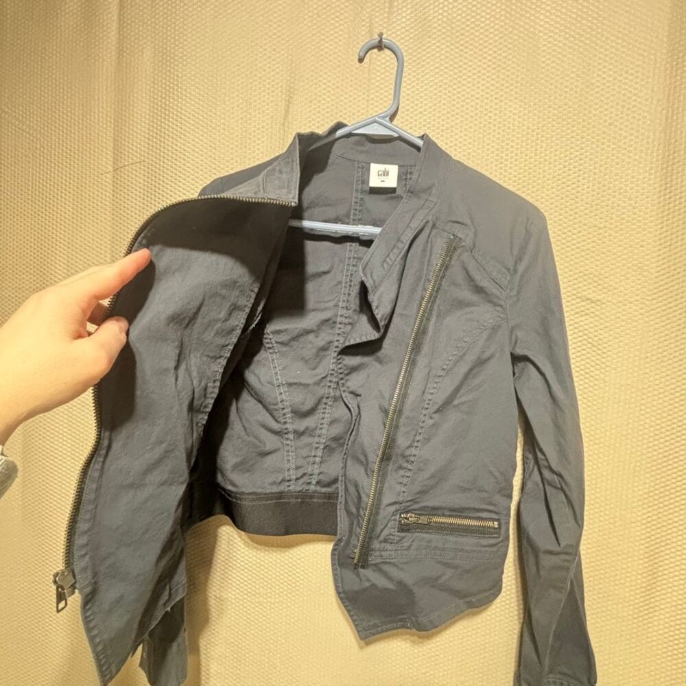 CAbi Women's Gray Twilight Asymmetrical Moto Zip Jacket #3023 Size Small - Picture 7 of 10